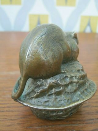 Lost Wax / Hot Cast Bronze Of A Rat On A Walnut Japanese Meiji Style 4