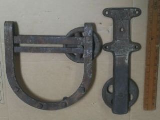 Vintage Antique Oak Hill Mfg.  Co.  Heavy Duty Cast Iron Stayon Barn Door Rollers