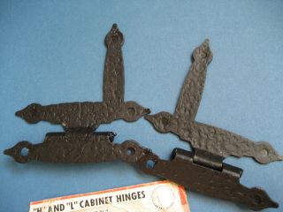 Vintage Black Forged Iron Cabinet H & L Hinges Lipped Door NOS Sears USA MADE 4