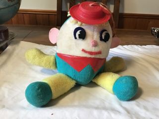 Vintage Knickerbocker Humpty Dumpty Musical Chime Plush Toy Has All Features