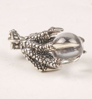 CHINA 925 SILVER CRYSTAL HANDMADE CARVING DRAGON CLAW PENDANT EXCLUSIVE CUSTOM 7