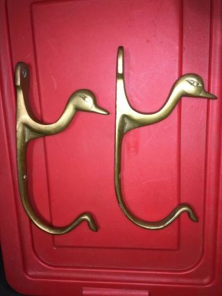 Vintage Solid Brass Duck Head Wall Hooks For Coats Hats Towels 1 Pair (2)