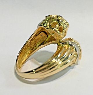 Vintage 18k Signed Ilias Lalaounis Double Lion Head Chimera Ruby & Diamond Ring 5