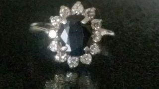 Antique Natural,  1 Carat,  1ct,  Diamond,  Sapphire 18ct White Gold Ring Size L