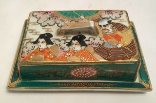Vintage Antique Hand Painted Samurai Butter Dish Japan