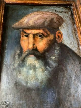 PABLO PICASSO SPANISH ARTIST OIL PAINTING IN WOOD SIGNED 18.  5  X 23 4