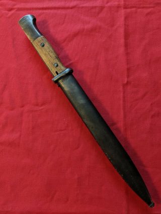 Rare Late War 1944 Riveted Wood Grip K - 98 Bayonet Made By Wkc,  Scabbard By Cof
