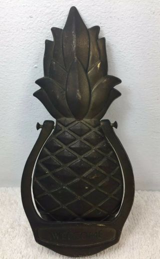 Brass Pineapple Door Knocker Vintage Antique Welcome Sign 6 3/4 " W Screw