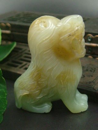 Vintage Chinese Antique Celadon Nephrite Hetian - Jade Lion King Pendants/statue5