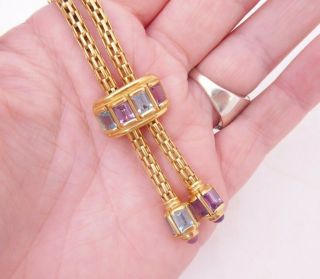 9ct Gold Amethyst Topaz Pendant Necklace,  Extremely Heavy 22.  3 Grams 9k 375