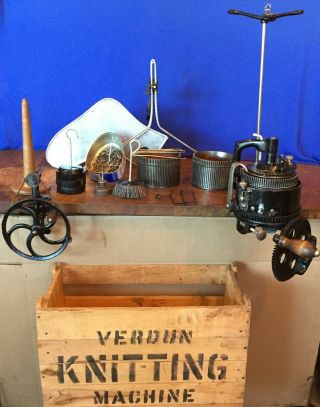 Antique Verdun Knitting Circular Sock Machine Csm Knitter 3 Cyl 1 Rib,  Box W@w