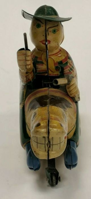 Vtg 1960 ' s Alps Japan Tin Litho Wind Up Cowboy On Horse Toy 4