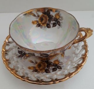 Vintage Royal Sealy Japan Gold Trim Iridescent China Teacup