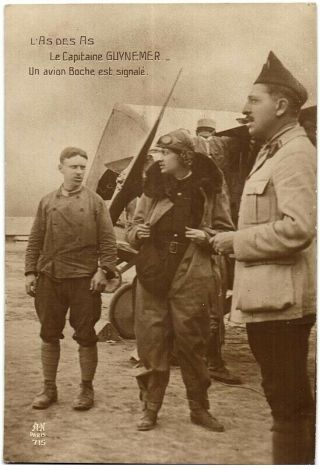 French Wwi Ace Guynemer Fighter Pilot Photo Postcard