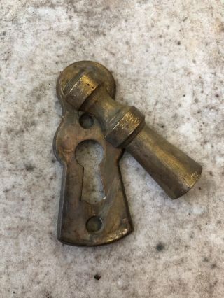 Vtg Brass Keyhole Cover Antique Key Hole Lock Escutcheon Swivel Swing Hardware