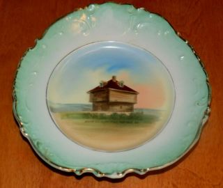 Fort Kent Blockhouse Maine Germany Hand Painted Artist Art Rare Antique Plate