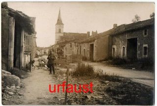 German Wwi Soldier Destroyed French Village Photo 1915