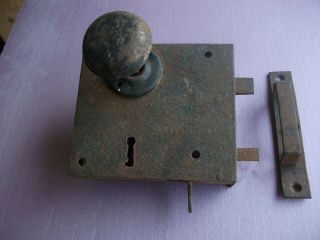 Carpenter & Co Style Antique Rim Lock Set with latch - Gate or Door 7