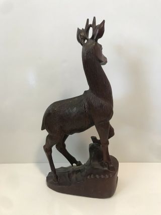 Antique Hand Carved Chinese Deer Stag Sculpture Signed 12.  5” Glass Or Bone Eyes 3