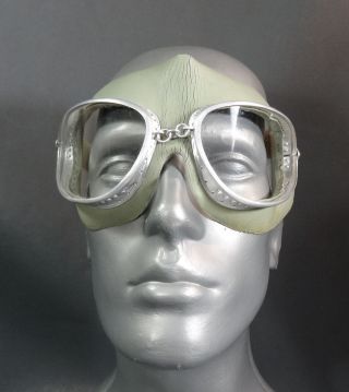 Vintage Wwii German Motorcycle Aviator Pilot Flying Goggles Rubber Frame Mask