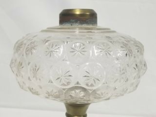 Antique Victorian Oil Kerosene Lamp Cast Iron,  Brass & Glass W/ Painted Pansies 5