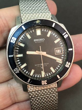 Authentic vintage very rare Seiko 7005 8050 Diver Poor Man Watch SS 4 10