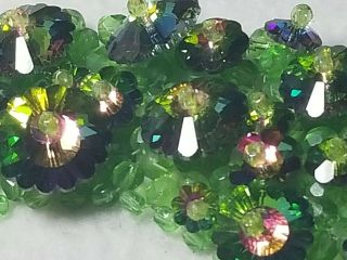 Coppola e Toppo 1960 ' s Murano Glass Cut Green & Dicroic Flowers Choker Necklace 11