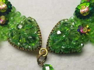 Coppola e Toppo 1960 ' s Murano Glass Cut Green & Dicroic Flowers Choker Necklace 5