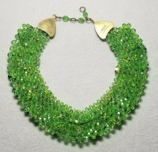 Coppola e Toppo 1960 ' s Murano Glass Cut Green & Dicroic Flowers Choker Necklace 6