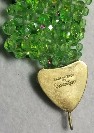 Coppola e Toppo 1960 ' s Murano Glass Cut Green & Dicroic Flowers Choker Necklace 7