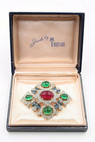 Rare Trifari Jewels Of India Pin Brooch In Signed Fabulous