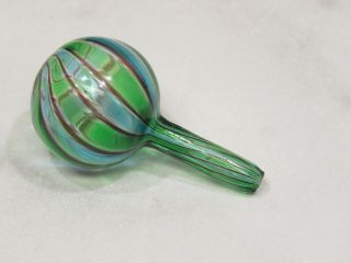 Older Murano Blue Green Glass Striped Swirled Perfume Scent Bottle & Stopper 4