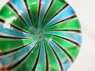 Older Murano Blue Green Glass Striped Swirled Perfume Scent Bottle & Stopper 6
