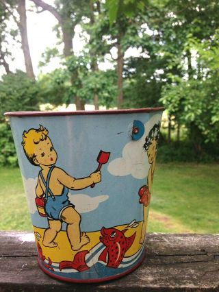 vintage ohio art tin metal toy sand beach pail collectible water play bucket 2