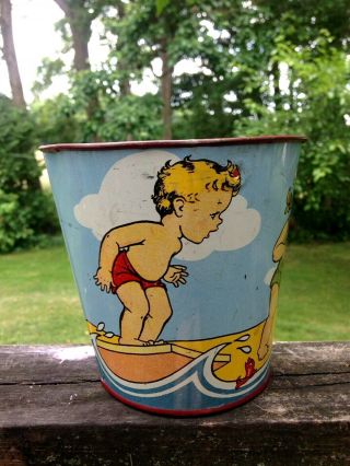 vintage ohio art tin metal toy sand beach pail collectible water play bucket 4