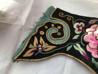 Estate Antique Chinese Silk Embroidered Panel For Bound Feet Lotus Shoes 2