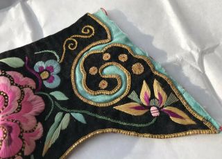 Estate Antique Chinese Silk Embroidered Panel For Bound Feet Lotus Shoes 4