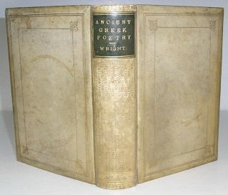 1867 Ancient Greek Poetry Full Vellum Binding Manuscript Annotations To Text M.  S