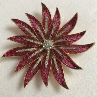 Vintage Poinsettia Pin Brooch Trifari By Alfred Philippe Costume Jewelry 1950’s