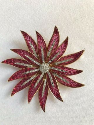 Vintage Poinsettia Pin Brooch Trifari By Alfred Philippe Costume Jewelry 1950’s 2