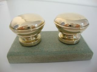 Pair Reclaimed Polished Solid Brass Cabinet Door Knobs