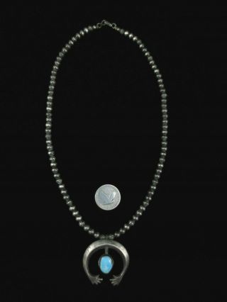 Antique Navajo Naja Necklace - Coin Silver And Turquoise