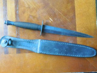 Fairbairn Sykes Fighting Knife With Sheath Sheffield England Third Pattern