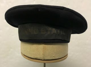 Wwi Usn Flat Hat With Us Naval Training Station Tally,  Named