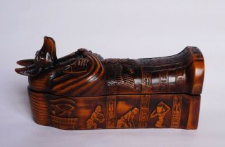 Ancient Egypt God Anubis Coffin,  Sarcophagus With Mummy Inside,  X Large Size.