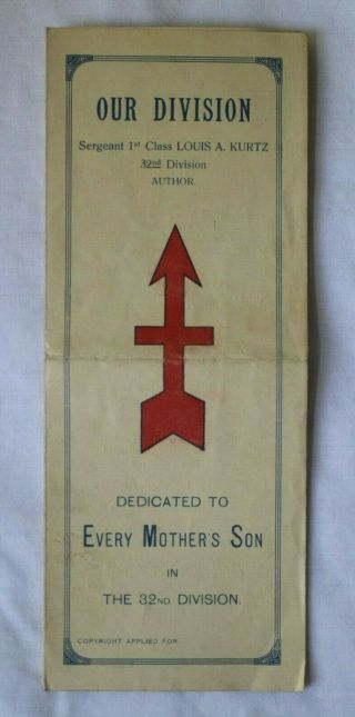 Wwi 32nd Red Arrow Division Dedicated To Every Mothers Son Brochure Louis Kurtz