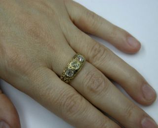 ANTIQUE VICTORIAN 18K GOLD OLD CUT DIAMOND WEDDING BAND RING 10