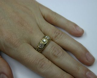 ANTIQUE VICTORIAN 18K GOLD OLD CUT DIAMOND WEDDING BAND RING 11