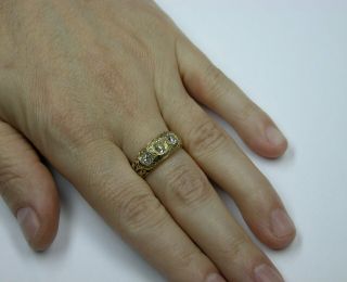 ANTIQUE VICTORIAN 18K GOLD OLD CUT DIAMOND WEDDING BAND RING 12