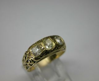 ANTIQUE VICTORIAN 18K GOLD OLD CUT DIAMOND WEDDING BAND RING 2